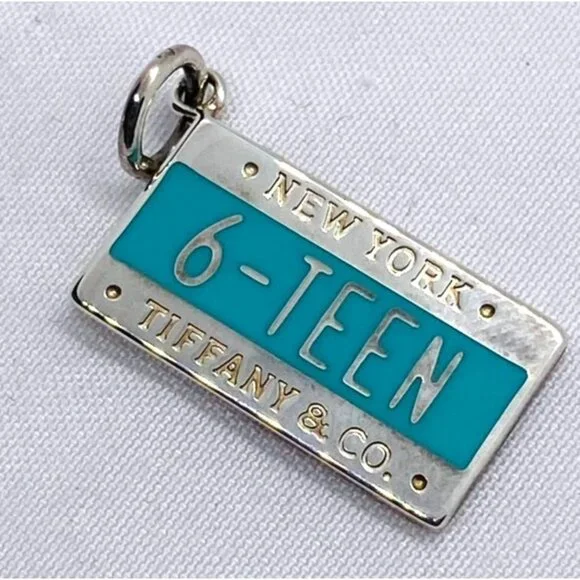 Tiffany & Co Sterling Silver 925 Enamel 6-Teen Plate Charm